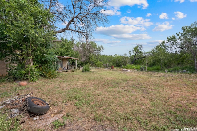 view of yard featuring an outdoor fire pit