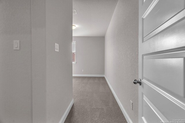 209 Canton Chase, Cibolo, TX 78108 - corridor featuring carpet, a textured wall, baseboards, and a textured ceiling