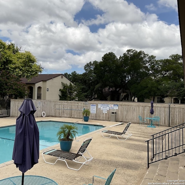 view of pool featuring a patio area