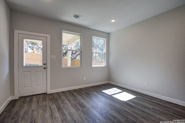 foyer entrance with plenty of natural light and dark wood-type flooring