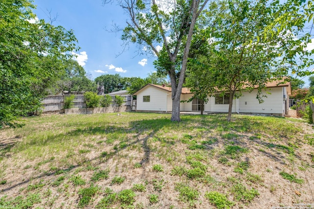 view of yard featuring a garage