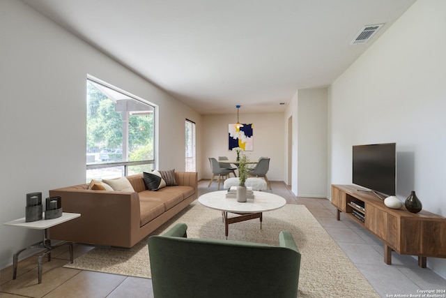 view of tiled living room