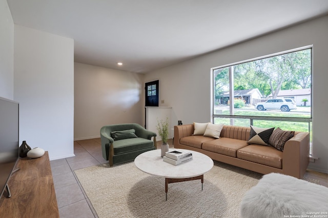 view of tiled living room