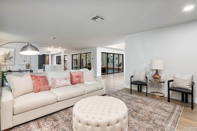 living room featuring light hardwood / wood-style floors