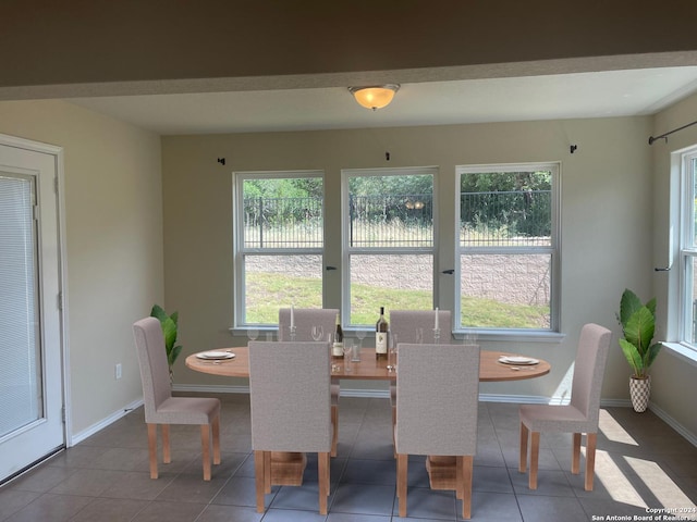 dining area featuring tile patterned flooring