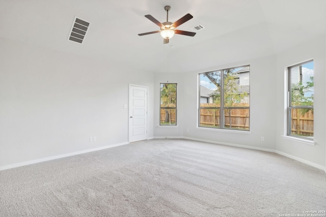 carpeted empty room with ceiling fan