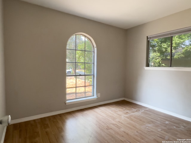 spare room with wood-type flooring