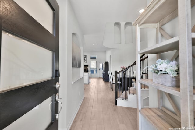 entryway with light wood-type flooring