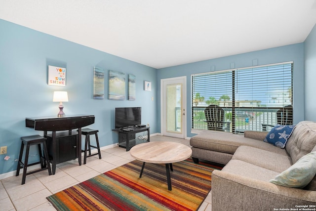 view of tiled living room