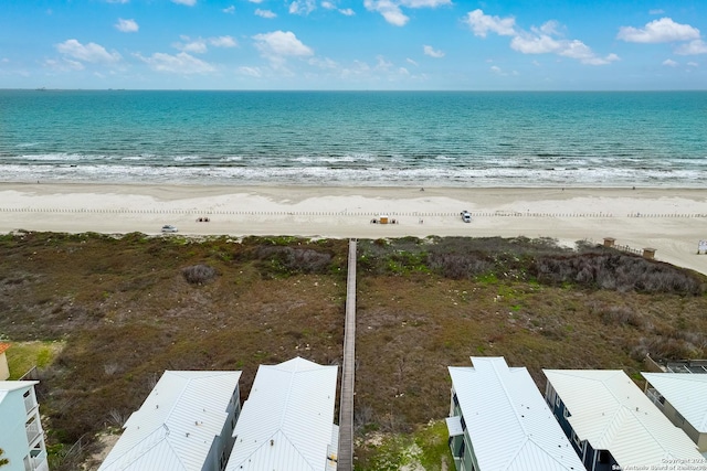 view of water feature with a beach view