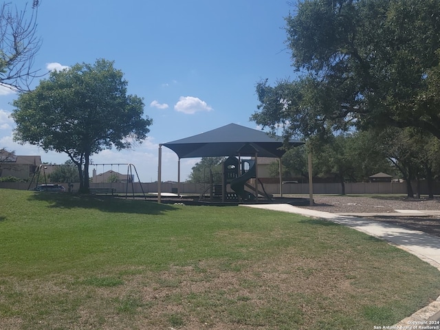 view of yard with a playground