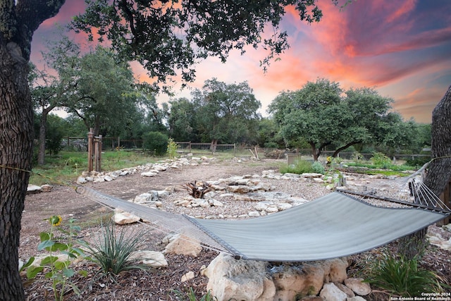 view of yard at dusk