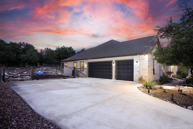 view of front of home featuring a garage