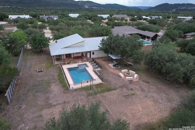 drone / aerial view with a mountain view