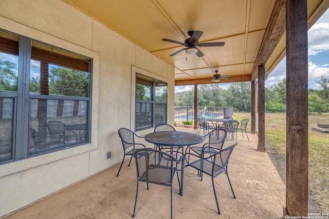 view of patio with ceiling fan