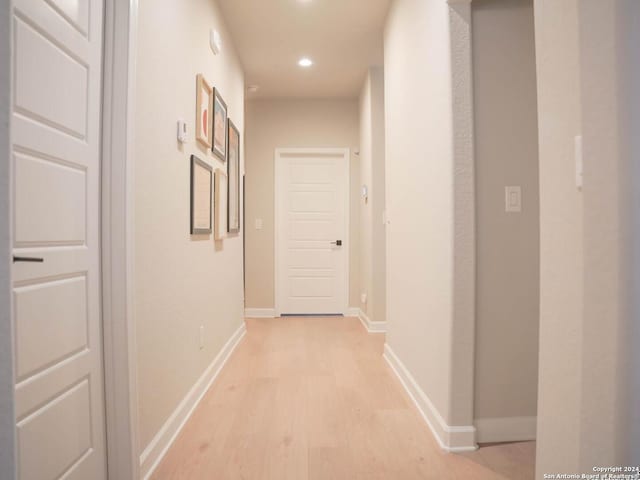 hall featuring light hardwood / wood-style flooring