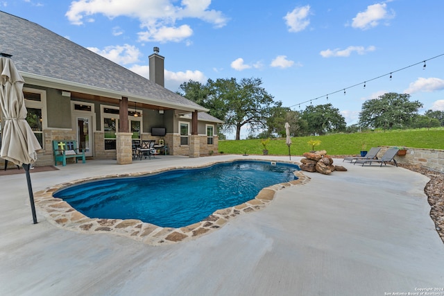 view of pool featuring a patio area