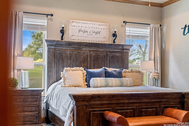 bedroom featuring ornamental molding