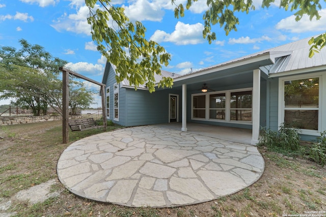 view of patio / terrace with ceiling fan