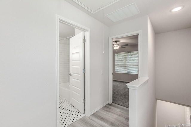 hall featuring light hardwood / wood-style floors