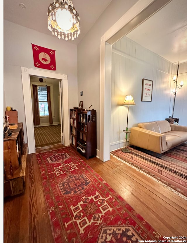 interior space with hardwood / wood-style flooring