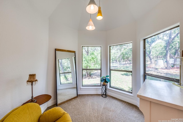 sitting room with light carpet and baseboards