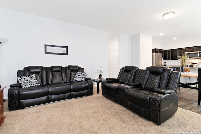 living area with recessed lighting