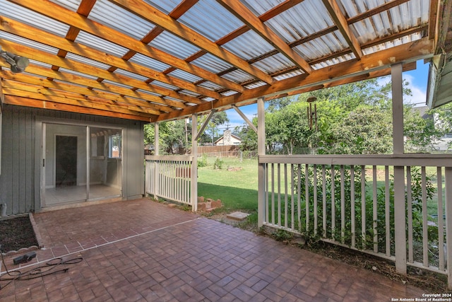 view of patio featuring a pergola