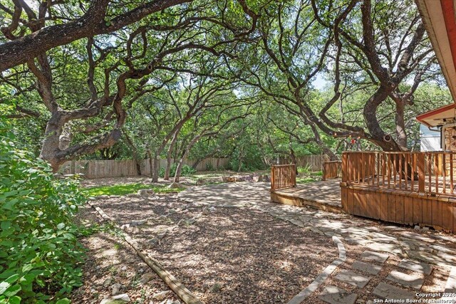 view of yard with a deck