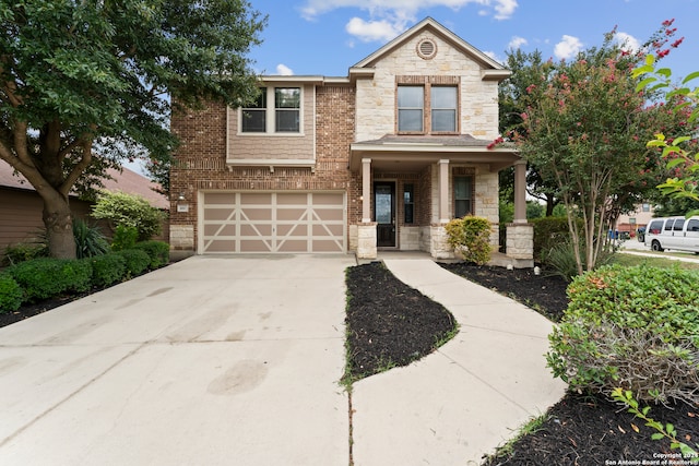 view of front of house with a garage