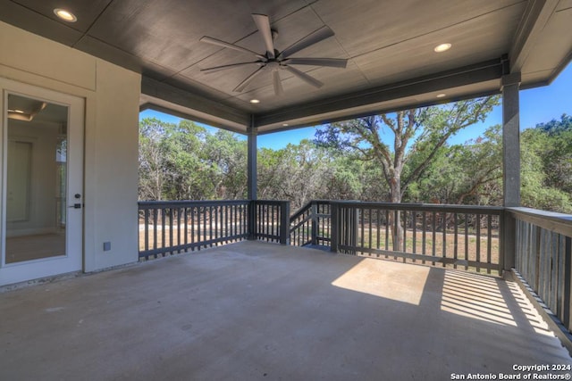 view of patio / terrace featuring ceiling fan