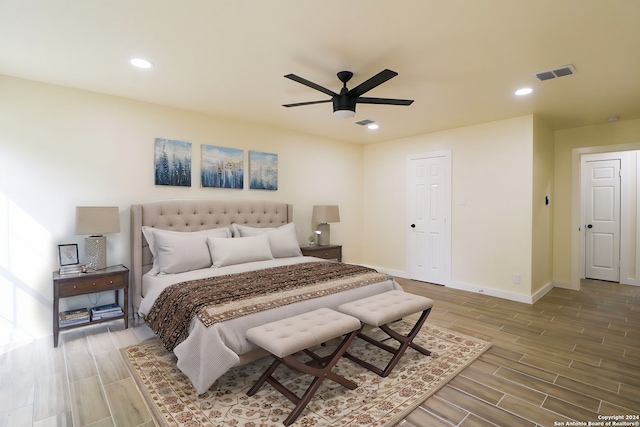 bedroom featuring ceiling fan