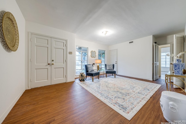 foyer featuring dark hardwood / wood-style floors