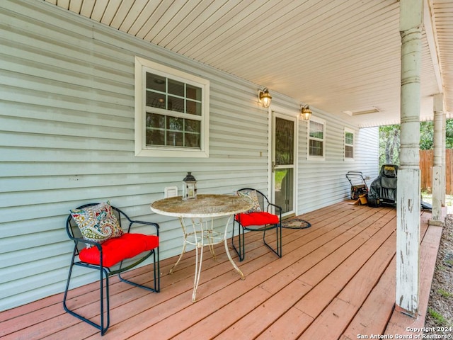 deck featuring covered porch