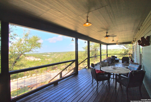 deck featuring ceiling fan