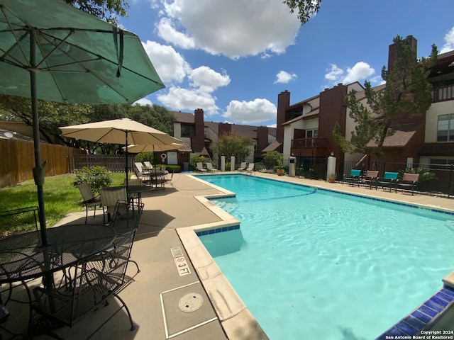 view of pool featuring a patio area