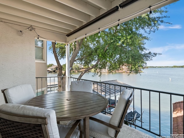 balcony with a water view