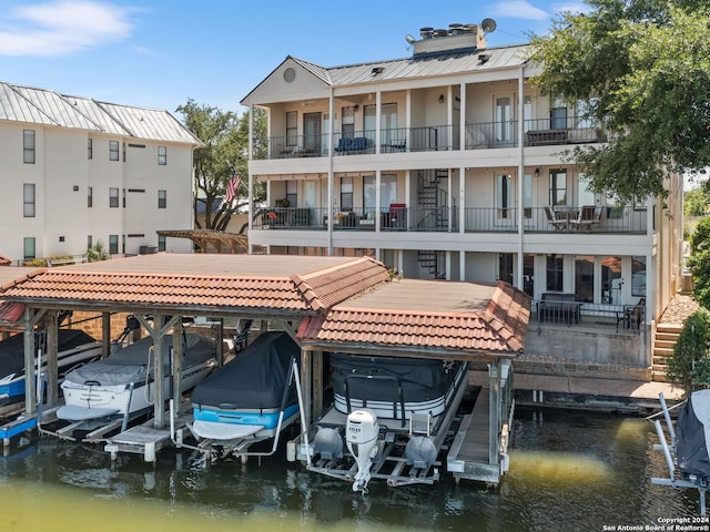 exterior space featuring a water view