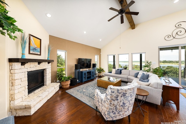 kitchen featuring dark hardwood / wood-style flooring, backsplash, white cabinetry, and high end appliances