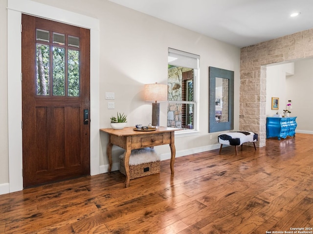 foyer with hardwood / wood-style flooring