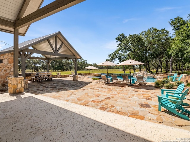 view of patio / terrace with a gazebo