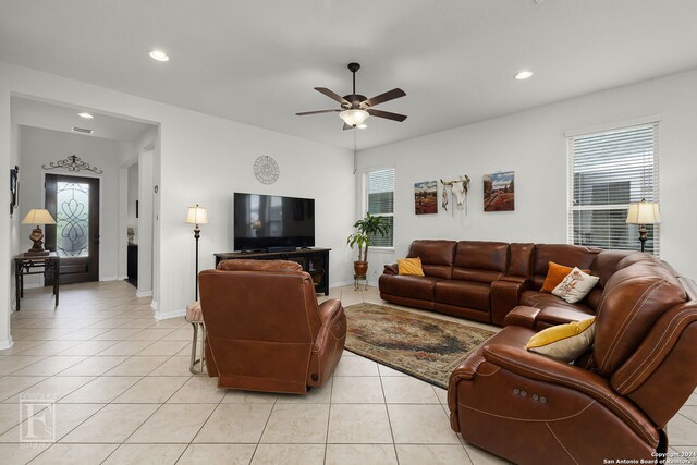 dining room with light tile patterned flooring