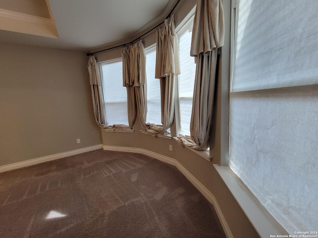 carpeted empty room with crown molding