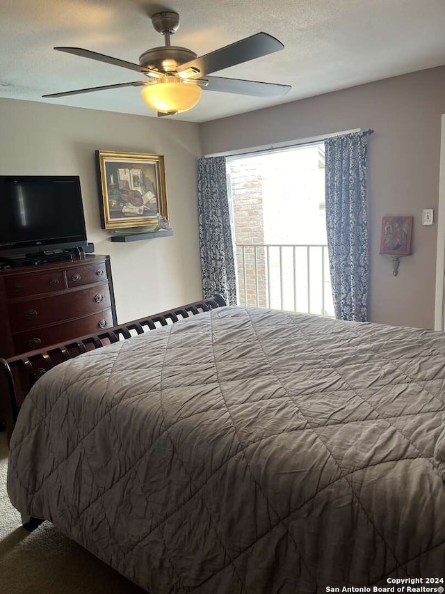 bedroom featuring carpet floors and ceiling fan