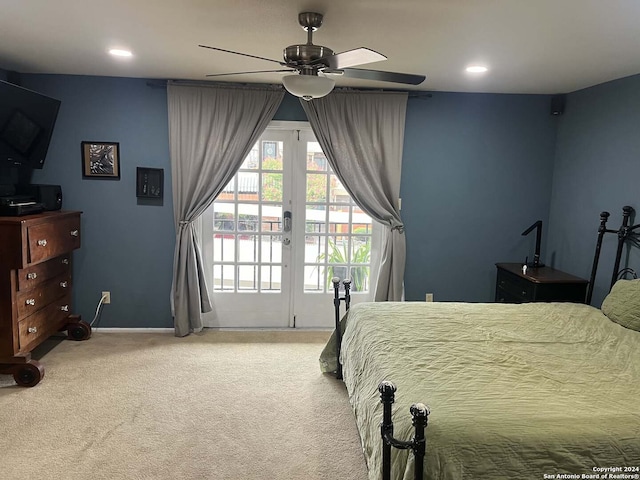 bedroom with carpet flooring and ceiling fan