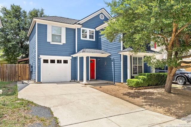 view of front of home with a garage