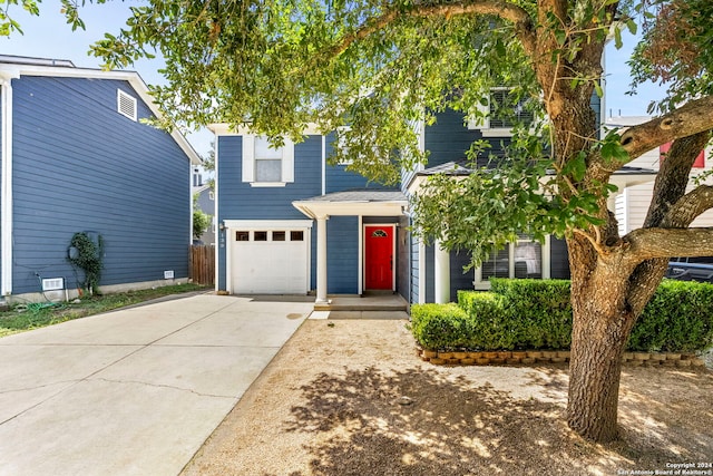 view of front of house with a garage