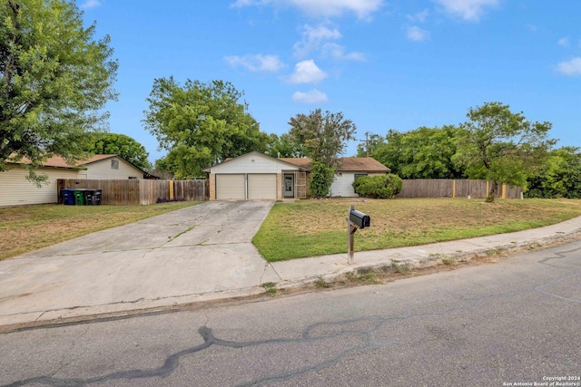 single story home with a front yard