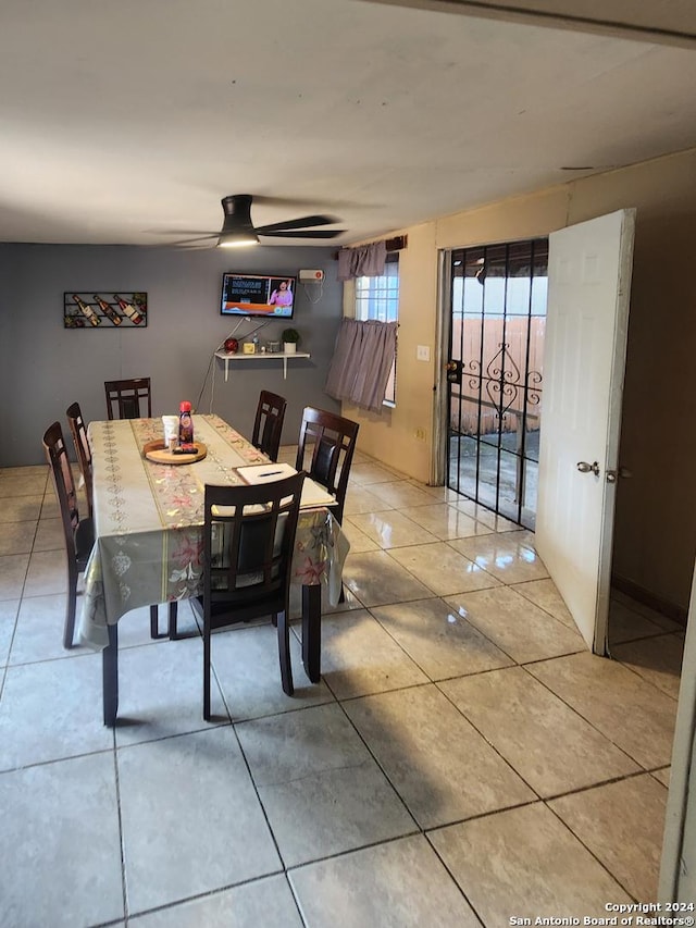 dining area with tile patterned floors