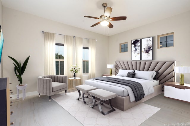 bedroom featuring ceiling fan